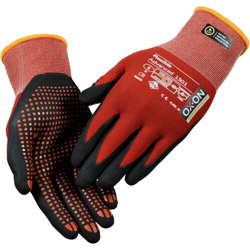 OX-ON Montagehandschuh  Nylon / Flexible Advanced 1901 / Gr. 9 / rot/schwarz Produktbild Additional View 1 L