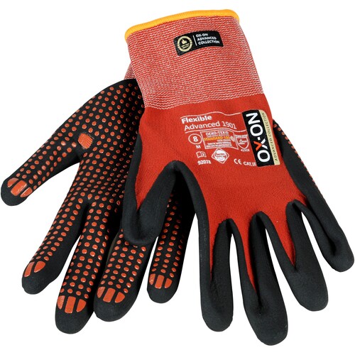 OX-ON Montagehandschuh  Nylon / Flexible Advanced 1901 / Gr. 9 / rot/schwarz Produktbild Additional View 4 L
