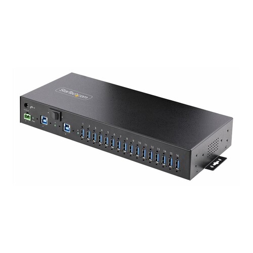 StarTech.com 16-Port Industrial USB 5Gbps Hub with Power Adapter, Metal Enclosure, Mountable, ESD Pr Produktbild