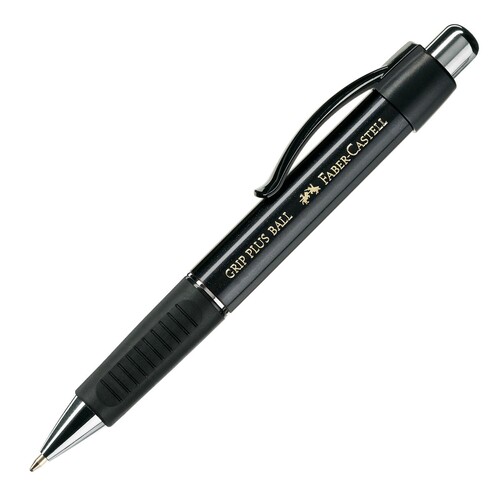 Kugelschreiber Grip Ball 1407 0,5mm metallic schwarz Faber Castell 140733 Produktbild Front View L