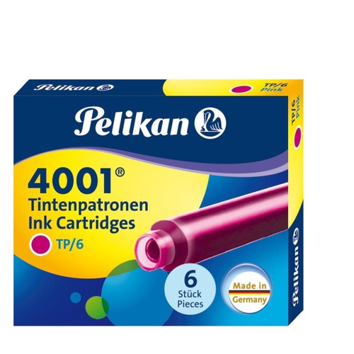Tintenpatronen kurz für Füllhalter 4001 TP/6 pink Pelikan 100435993 (ETUI=6 STÜCK) Produktbild Front View L