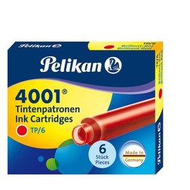 Tintenpatronen kurz für Füllhalter 4001 TP/6 brillant-rot Pelikan 301192 (ETUI=6 STÜCK) Produktbild