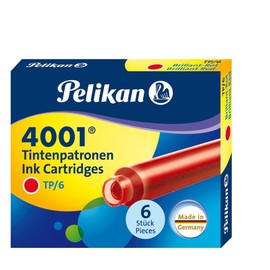 Tintenpatronen kurz für Füllhalter 4001 TP/6 brillant-rot Pelikan 400142567 (ETUI=6 STÜCK) Produktbild