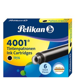 Tintenpatronen kurz für Füllhalter 4001 TP/6 brillant-schwarz Pelikan 301218 (ETUI=6 STÜCK) Produktbild