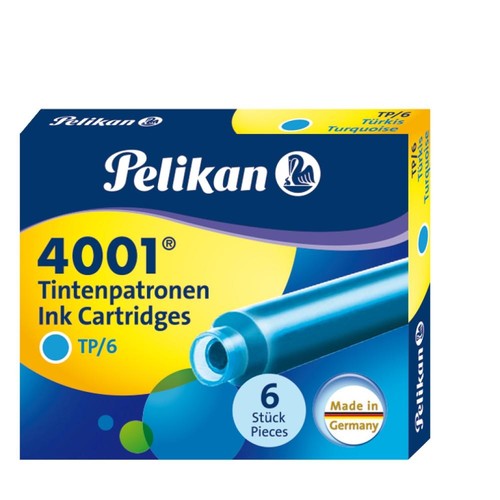 Tintenpatronen kurz für Füllhalter 4001 TP/6 türkis Pelikan 400142569 (ETUI=6 STÜCK) Produktbild Front View L