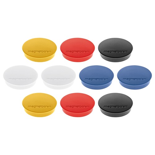 Haftmagnete Discofix Standard ø 30 mm 700g Haftkraft sortiert farbig Magnetoplan 1664210 (PACK=10 STÜCK) Produktbild Front View L