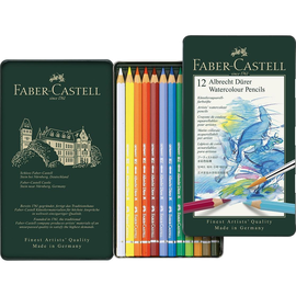 Aquarellstifte ALBRECHT DÜRER Blechetui farbig sortiert Faber Castell 117512 (ETUI=12 STÜCK) Produktbild