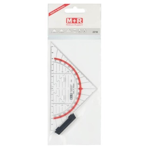 Geometriedreieck mit abnehmbarem Griff 16cm transparent M+R 723180100 Produktbild Front View L