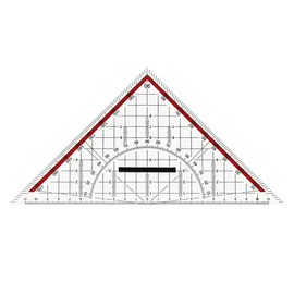 Geometriedreieck mit abnehmbarem Griff groß 22cm transparent M+R 723230100 Produktbild