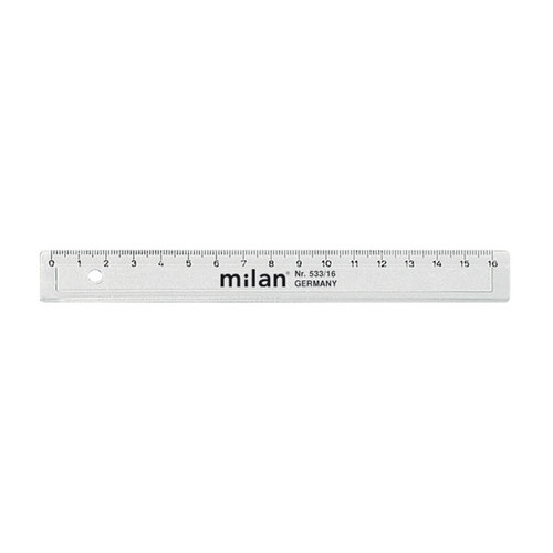 Lineal 16cm transparent Kunststoff Milan 533-16 Produktbild Front View L