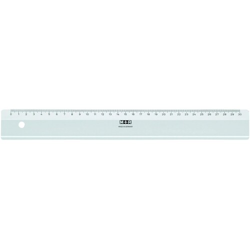 Lineal 30cm transparent Kunststoff M+R 710300000 Produktbild Front View L