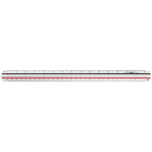 Reduktionsmaßstab DIN Ingenieur 30cm 1:2,5/5/10/20/50/100 M+R 16300010 Produktbild Front View L