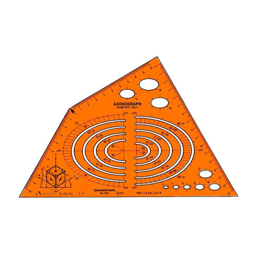 Axonograph-Schablone Isometric für 0,5mm Stifte Standardgraph 1158 Produktbild Front View L