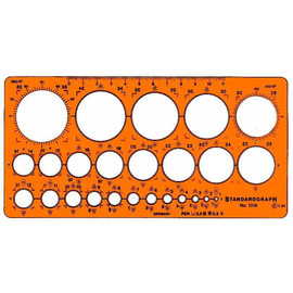 Kreis-Schablone 25 Kreise ø 1-36mm ohne Tuschefacette für 0,5mm Stifte 200x100x1,3mm Standardgraph 1316 Produktbild