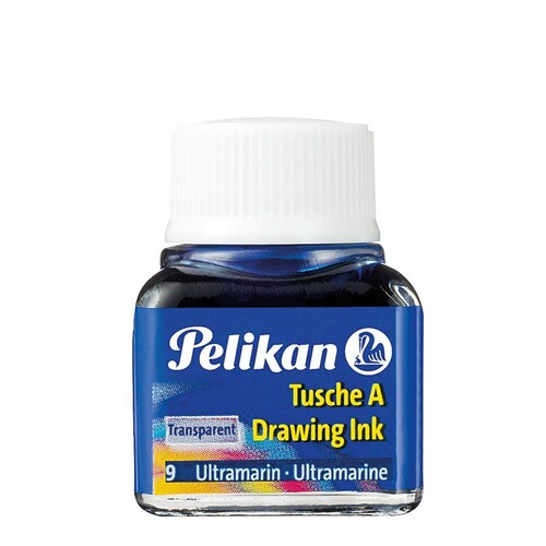 Zeichen-Tusche Glas mit Pose 10ml ultramarin 9 Pelikan 201582 (GL=10 MILLILITER) Produktbild