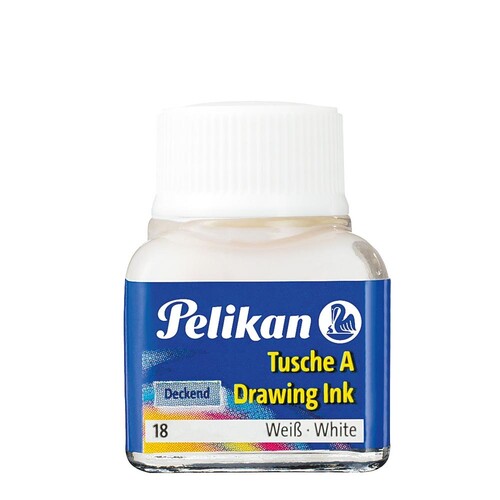 Zeichen-Tusche Glas mit Pose 10ml weiß 18 Pelikan 201673 (GL=10 MILLILITER) Produktbild