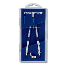 Schnellverstell-Zirkel Mars Comfort mit Drehrad silber Staedtler 55201 und Universal-Adaper Produktbild