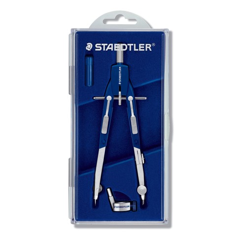 Schnellverstell-Zirkel Mars Comfort mit Drehrad silber Staedtler 55201 und Universal-Adaper Produktbild