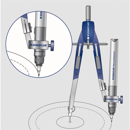 Schnellverstell-Zirkel Mars Comfort mit Universal-Adapter + Verlängerungsstange silber Staedtler 55202 Produktbild Additional View 4 L