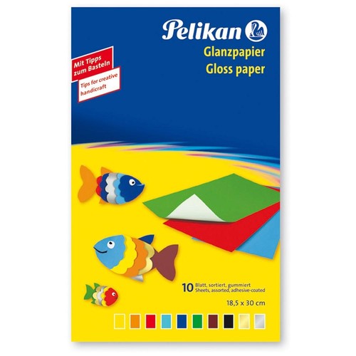 Glanzpapier Mappe gummiert 232M/10 30x18cm sortiert Pelikan 137935 (ST=10 BLATT) Produktbild Front View L