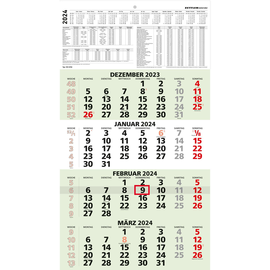 Viermonatskalender 2024 33x63,5cm grün Zettler 959-0700 Produktbild