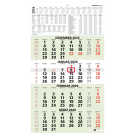 Viermonatskalender 2026 33x63,5cm grün Zettler 959-0700 Produktbild