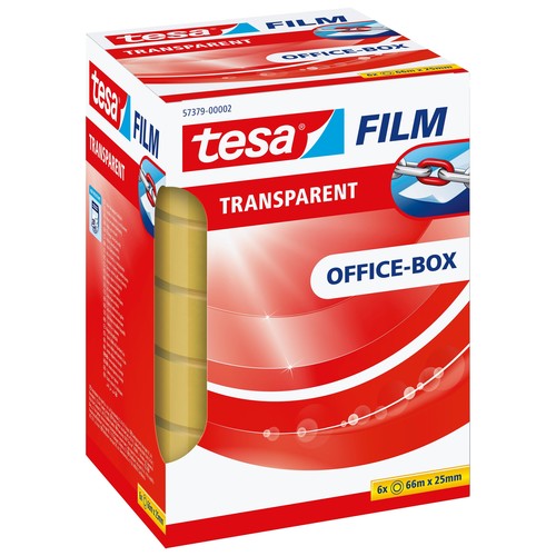 Klebefilm Transparent 25mm x 66m transparent Tesa 57379-00002-00 (PACK=6 ROLLEN) Produktbild Additional View 2 L