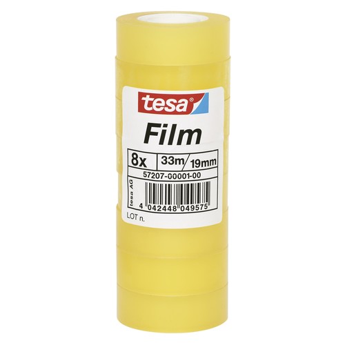 Klebefilm Standard 19mm x 33m transparent Tesa 57207-00001-00 (PACK=8 ROLLEN) Produktbild Front View L