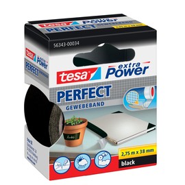 Gewebeband extra Power Perfect 38mm x 2,75m schwarz Tesa 56343-00034-02 (RLL=2,75 METER) Produktbild