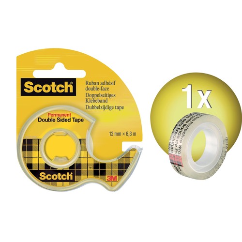 Handabroller Scotch + 1Rolle Doppelband 665 füllbar bis 12mm x 6,3m transparent 3M 665H1263 Produktbild