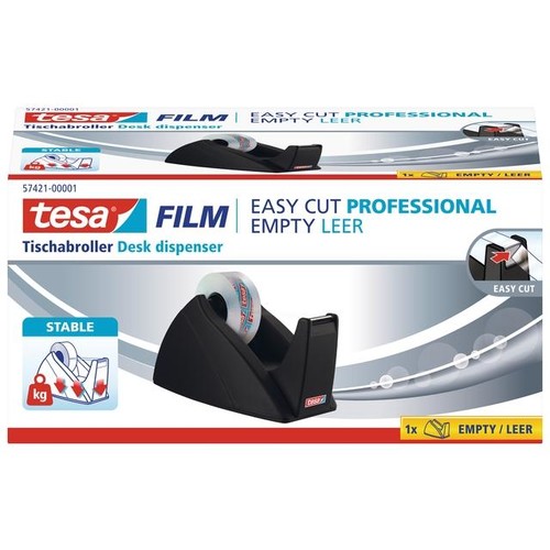 Tischabroller Easy Cut leer füllbar bis 19mm x 33m schwarz Tesa 57421-00001-02 Produktbild Front View L