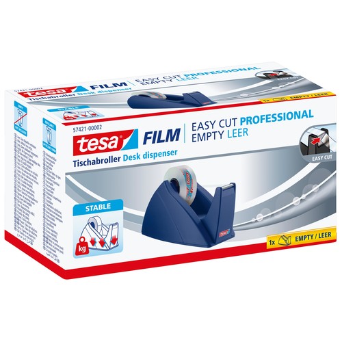 Tischabroller Easy Cut leer füllbar bis 19mm x 33m royalblau Tesa 57421-00002-02 Produktbild Additional View 1 L