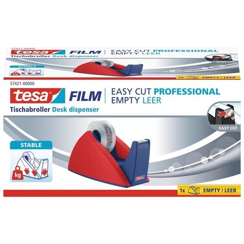 Tischabroller Easy Cut leer füllbar bis 19mm x 33m rot/blau Tesa 57421-00000-02 Produktbild Front View L