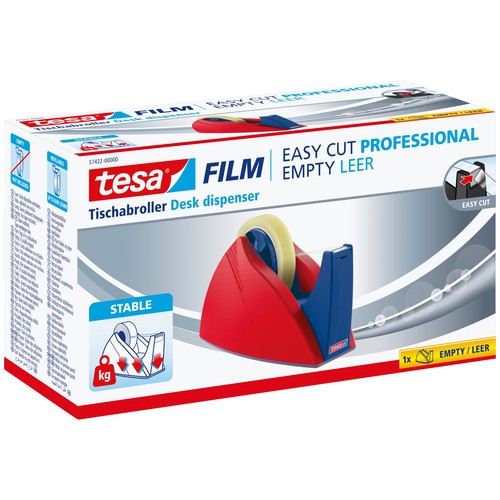 Tischabroller Easy Cut leer füllbar bis 25mm x 66m rot/blau Tesa 57422-00000-02 Produktbild Additional View 1 L