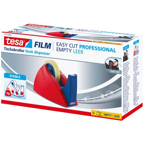 Tischabroller Easy Cut leer füllbar bis 25mm x 66m rot/blau Tesa 57422-00000-02 Produktbild Additional View 2 L