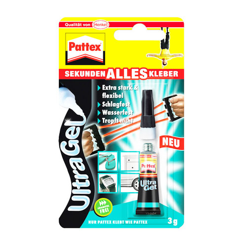 Klebstoff Sekunden Alleskleber Ultra Gel WA98 3g Tube wasserfest Pattex 9HPSG2C (TUBE=3 GRAMM) Produktbild Additional View 1 L