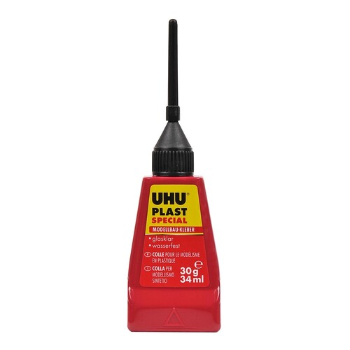 Klebstoff Uhu Plast Speziel 30g Flasche mit Dosierspitze für Kunststoffe UHU 45880 (FL=30 GRAMM) Produktbild Front View L