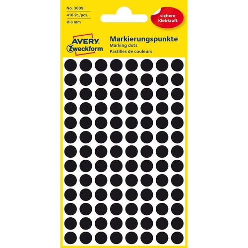 Markierungspunkte 8mm ø schwarz Zweckform 3009 (PACK=416 STÜCK) Produktbild