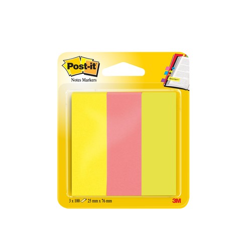 Haftstreifen Post-it Page Marker 25x76mm 3 Neonfarben Papier 3M 671-3 (PACK=3x 100 STÜCK) Produktbild