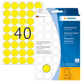 Markierungspunkte 19mm ø gelb Herma 2251 (PACK=1280 STÜCK) Produktbild