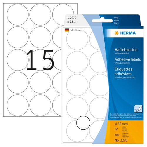 Markierungspunkte 32mm ø weiß Herma 2270 (PACK=480 STÜCK) kaufen