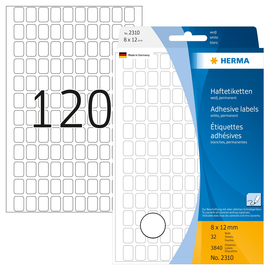 Vielzweck-Etiketten für Handbeschriftung 8x12mm weiß Herma 2310 (PACK=3840 STÜCK) Produktbild