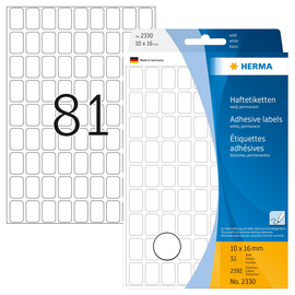 Vielzweck-Etiketten für Handbeschriftung 10x16mm weiß Herma 2330 (PACK=2592 STÜCK) Produktbild