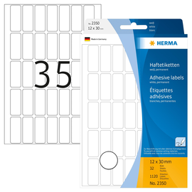 Vielzweck-Etiketten für Handbeschriftung 12x30mm weiß Herma 2350 (PACK=1120 STÜCK) Produktbild