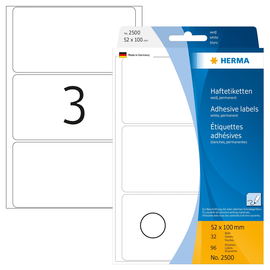 Vielzweck-Etiketten für Handbeschriftung 52x100mm weiß Herma 2500 (PACK=96 STÜCK) Produktbild