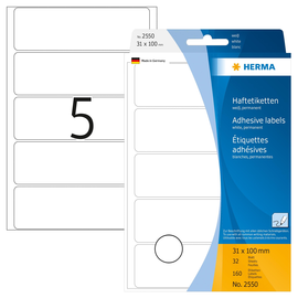 Vielzweck-Etiketten für Handbeschriftung 32x100mm weiß Herma 2550 (PACK=160 STÜCK) Produktbild