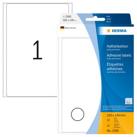 Vielzweck-Etiketten für Handbeschriftung 100x149mm weiß Herma 2580 (PACK=32 STÜCK) Produktbild