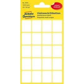 Mini-Etiketten für Handbeschriftung 22x18mm weiß Zweckform 3043 (PACK=120 STÜCK) Produktbild