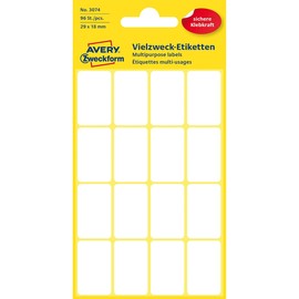 Mini-Etiketten für Handbeschriftung 29x18mm weiß Zweckform 3074 (PACK=96 STÜCK) Produktbild