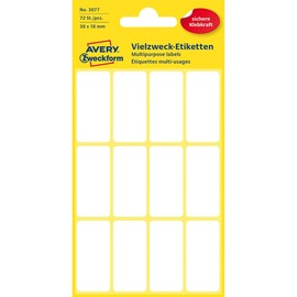 Mini-Etiketten für Handbeschriftung 38x18mm weiß Zweckform 3077 (PACK=72 STÜCK) Produktbild